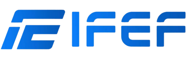 Blaues Logo mit stilisierten Buchstaben, die modern und dynamisch wirken